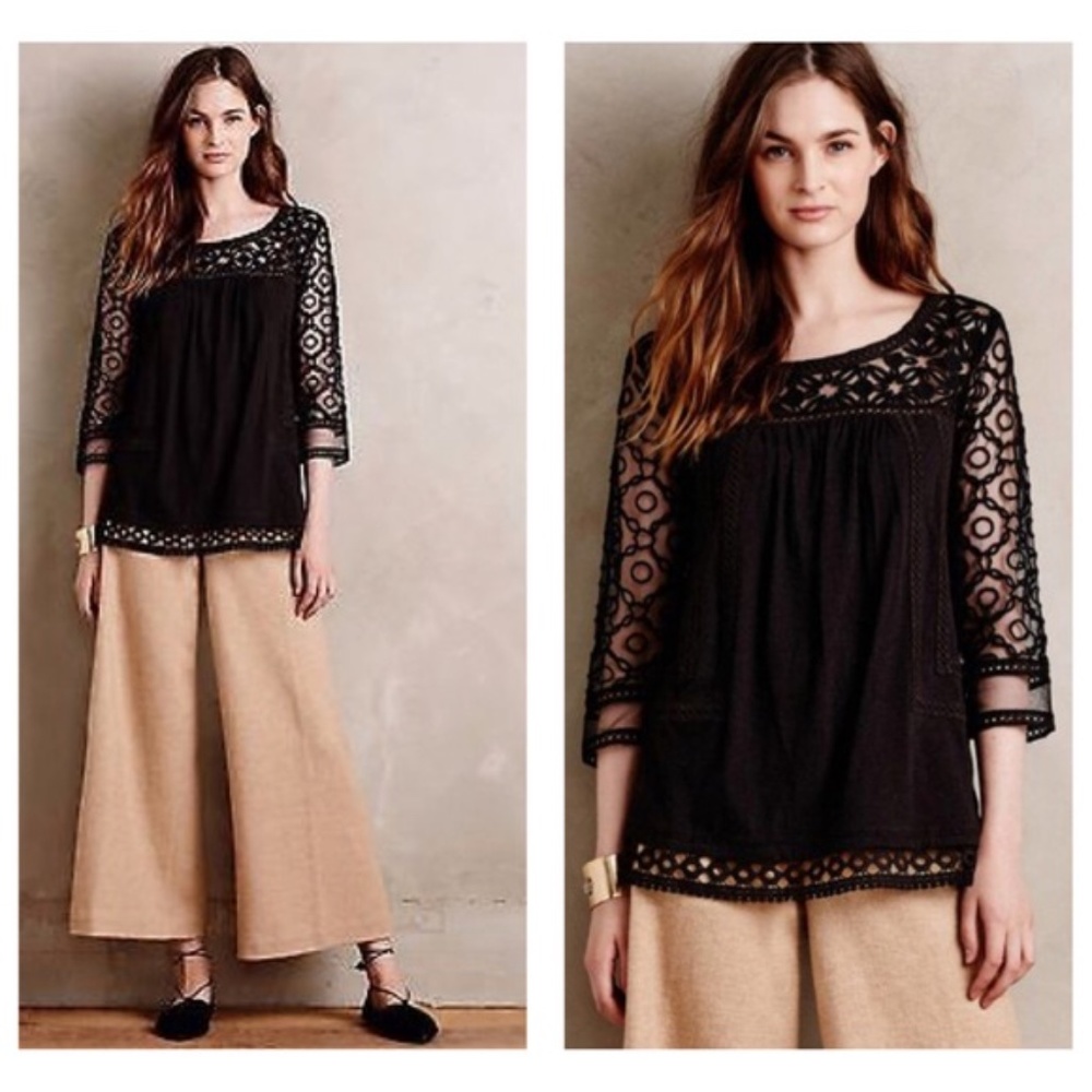 Anthropologie Meadow Rue Mantra Lace Tee - Sz Med